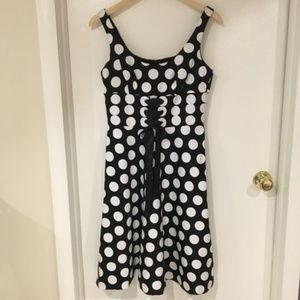 Donna Ricco Polka Dot Dress with Corset Lacing